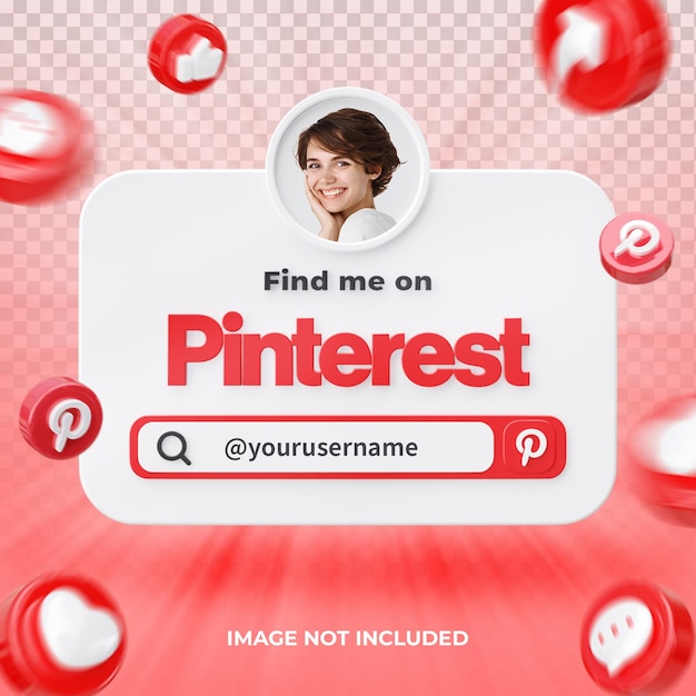 Banner Icon Profile on Pinterest 3d Render Composition Isolated