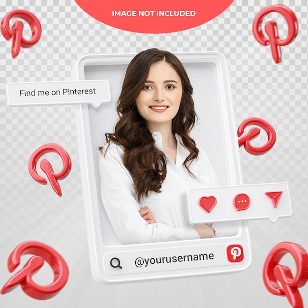 Banner Icon Profile on Pinterest 3d Rendering Label Isolated