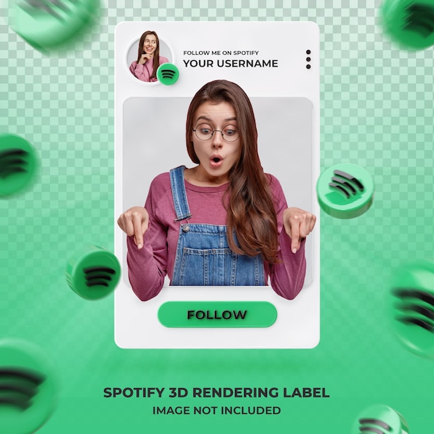 Banner Icon Profile on Spotify 3d Rendering Label Template