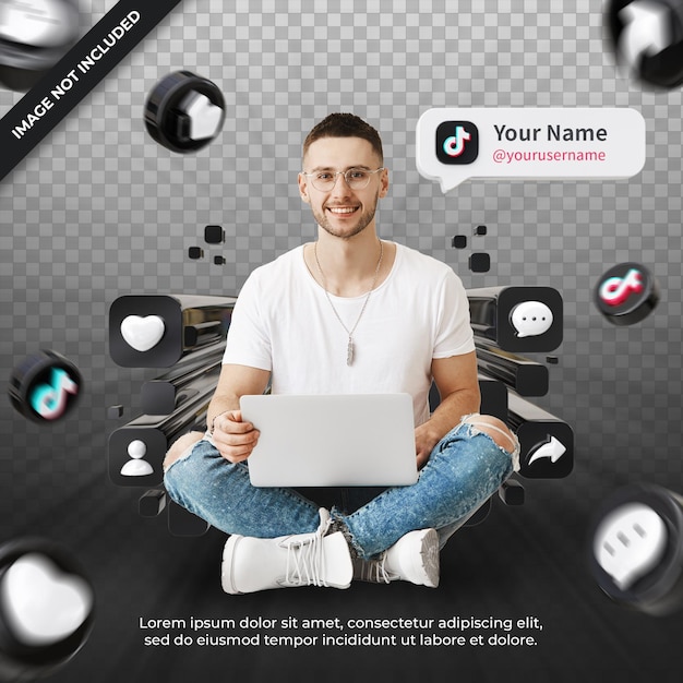 Banner Icon Profile on Tiktok 3d Render Composition Isolated