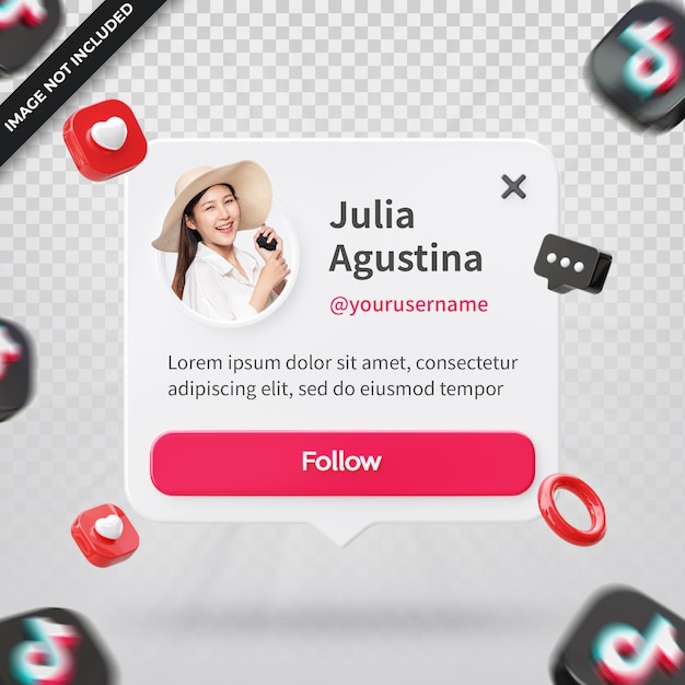 Banner Icon Profile on Tiktok 3d Render Composition Isolated