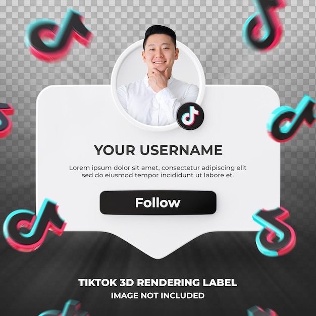 Banner Icon Profile on Tiktok 3d Rendering Label Isolated