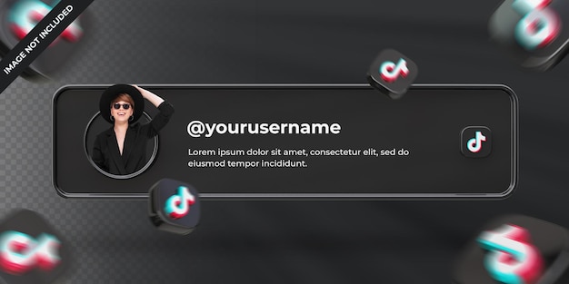 Banner Icon Profile on Tiktok 3d Rendering Label Isolated