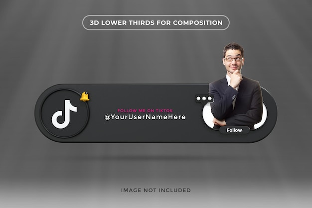 Banner icon profile on Tiktok 3d rendering label mockup