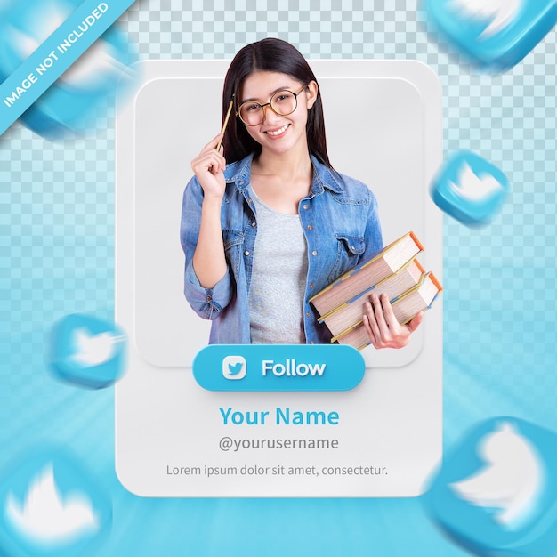 Banner Icon Profile on Twitter 3d Rendering Label Isolated