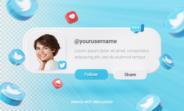 Banner Icon Profile on Twitter 3d Rendering Label Isolated