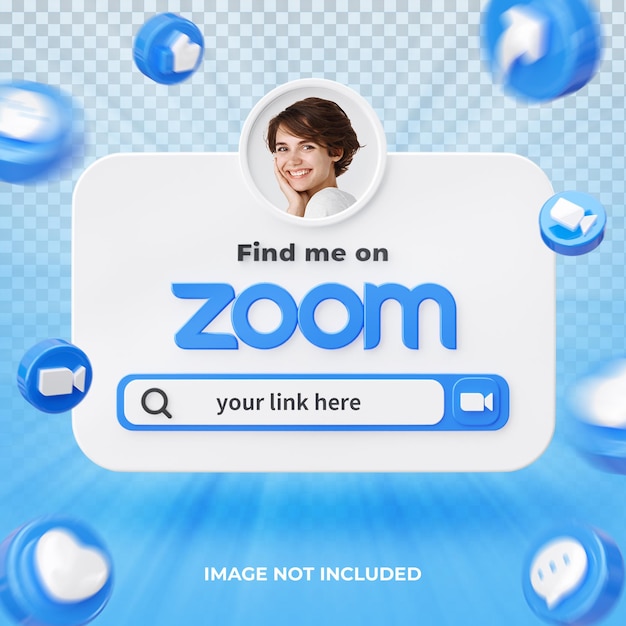 Banner Icon Profile on Zoom 3d Render Composition Isolated