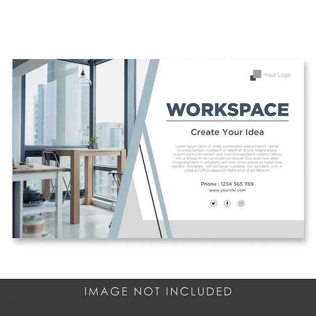 PSD banner landing page workspace with clean design template