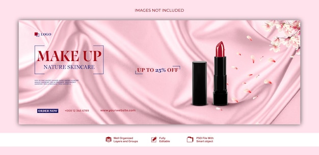 banner makeup beauty products for makeup sale banner post for social media template psd