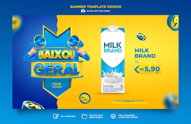 Banner marketing in brazil low price 3d render template design