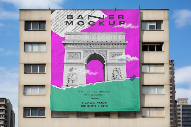 Banner mockup on balcony