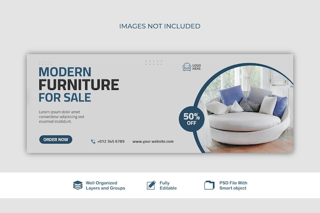 Banner modern furniture web banner Digital marketing or social media banner post template PSD