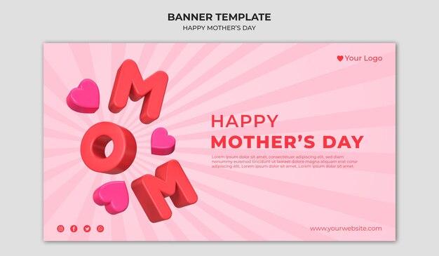 PSD a banner for a mother's day with the words happy mother's day on it