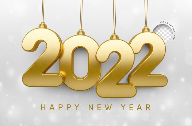 Banner New year 3d render lettering in gold concept design