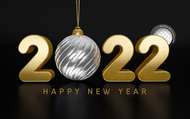 Banner New year 3d render lettering in gold concept design