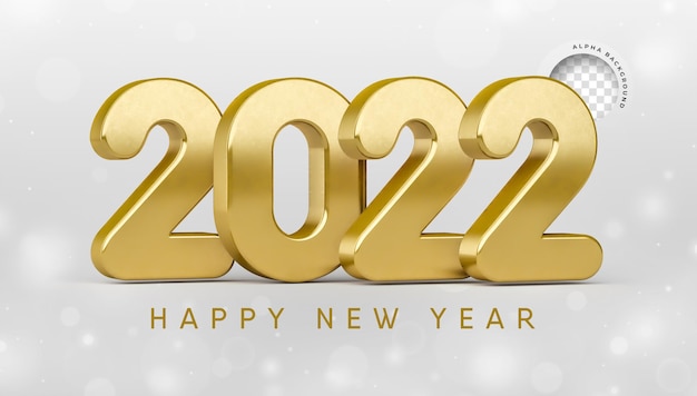 Banner New year 3d render lettering in gold concept design