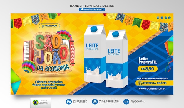 Banner offers of saint john in portuguese 3d render for marketing campaign in brazil