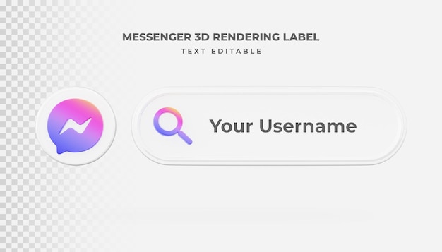 Banner Search Icon Messenger 3d Rendering banner Isolated