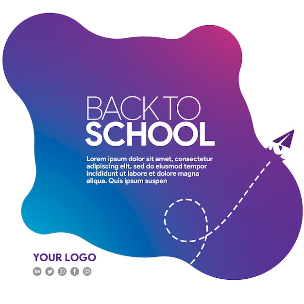 Banner social media back to school with airplane