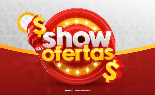 Banner social media show de ofertas in Brazil 3D Render template design of supermarket sale