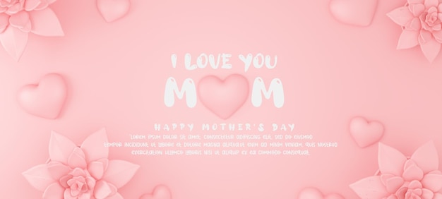 banner special mother's valentines day social media with 3d concept premium psd