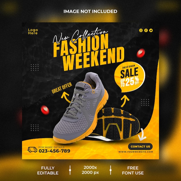 Banner sport shoes sale social media post and instagram feed template