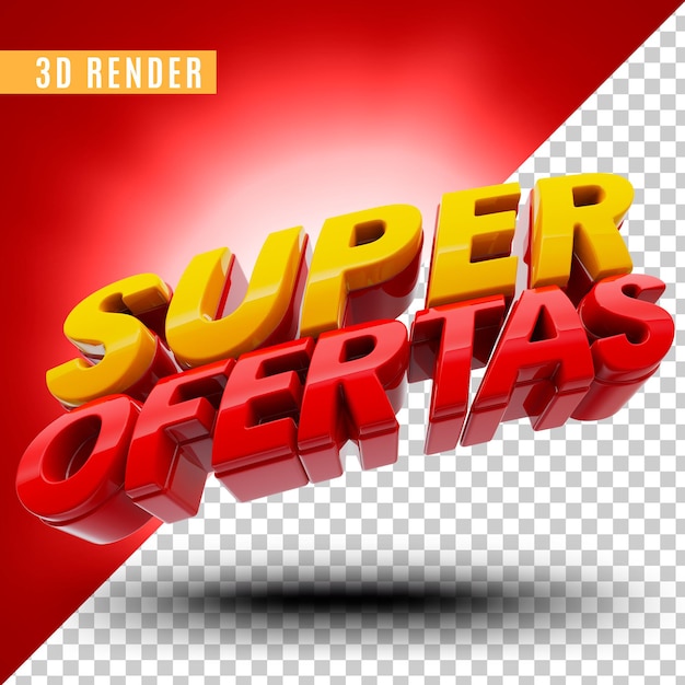 Banner super offers in brazil 3d render template design in portuguese