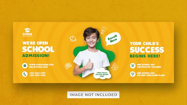 Banner template for Back to school admission for social media