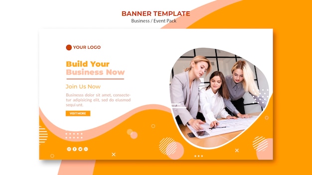 PSD banner template design with business team