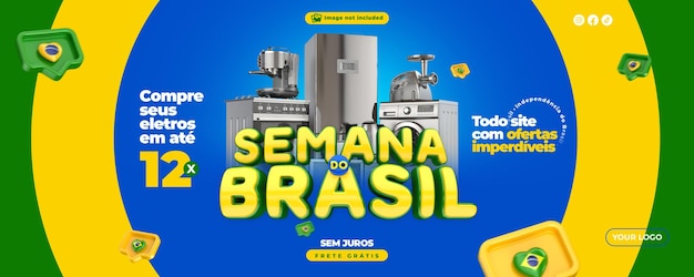 Banner template independence day brazil in 3d render portuguese