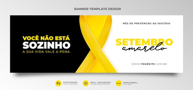 Banner template Yellow September for marketing campaign in Brazil in 3d render