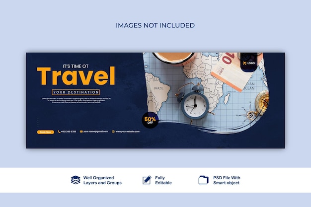 Banner travel social media tourism agency banner post template design Editable travel psd templet