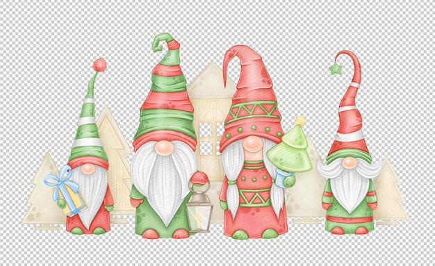 Banner with Christmas Gnomes and houses