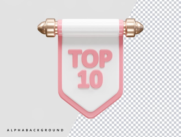 Banner with the top 10 on a transparent background