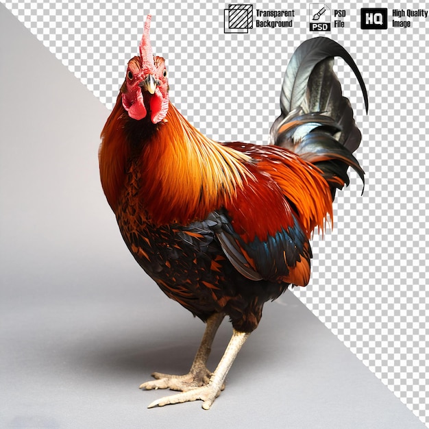 PSD bantam chicken full body on transparent background