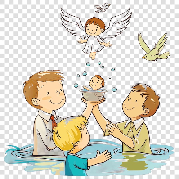 PSD baptism christian illustration