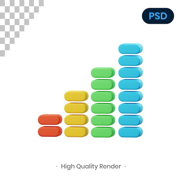 Bar Chart 3D Render Illustration Premium Psd