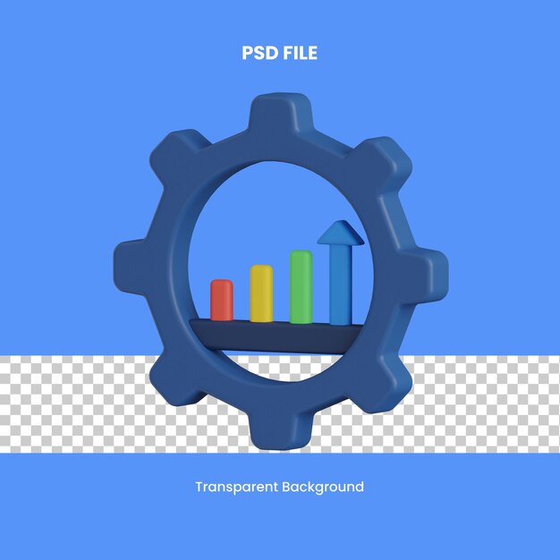 PSD bar chart 3d rendering icon illustration analytics