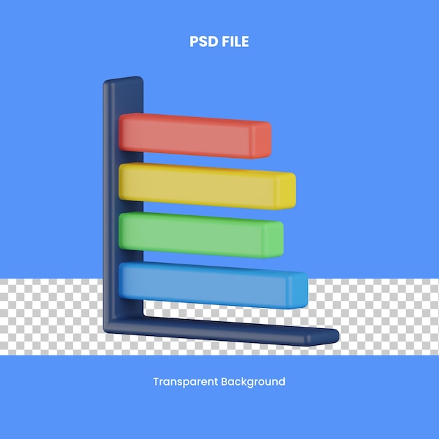 PSD bar chart 3d rendering icon illustration analytics