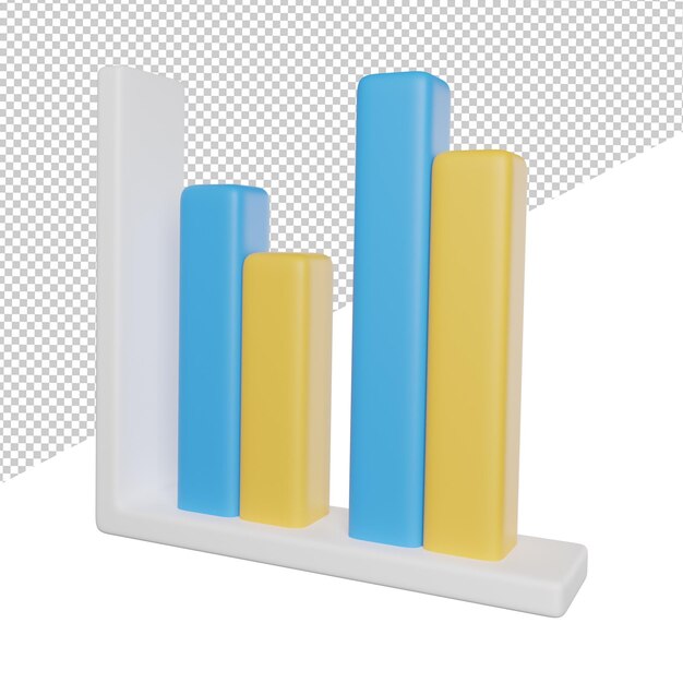 Bar Chart Graph side view 3d rendering illustration on transparent background