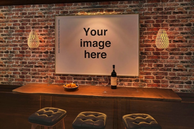 A bar with a sign that says your image here