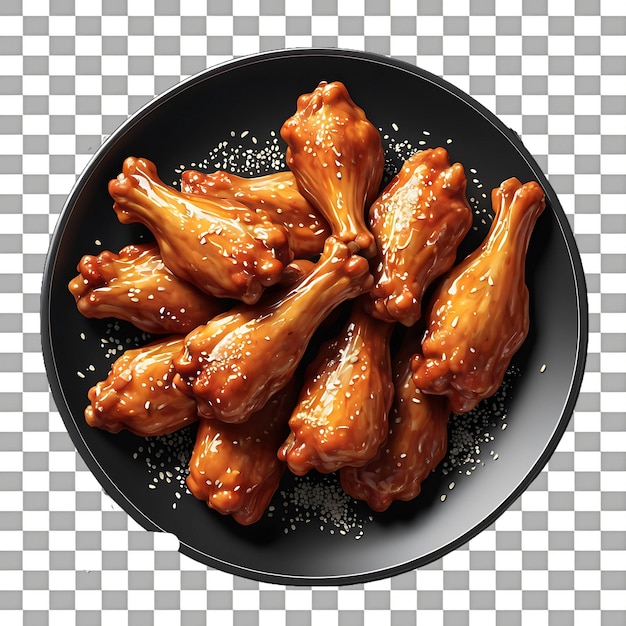 Barbecue chicken on a plate isolated on a transparent background