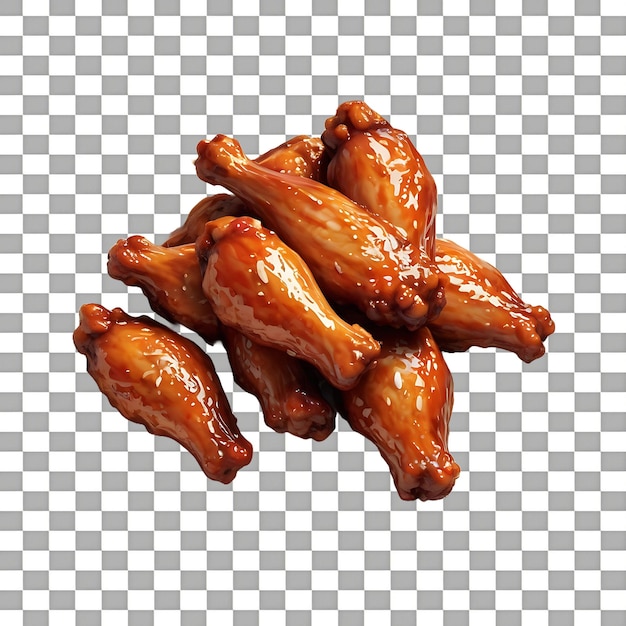 Barbecue chicken on a plate isolated on a transparent background