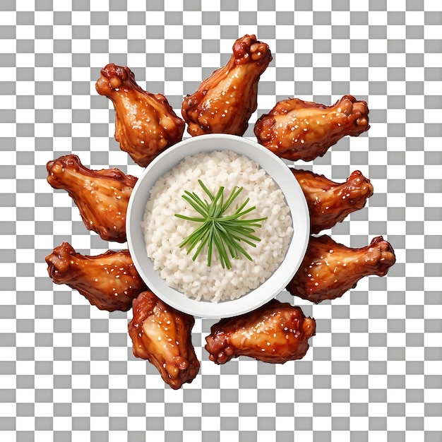 PSD barbecue chicken on a plate isolated on a transparent background