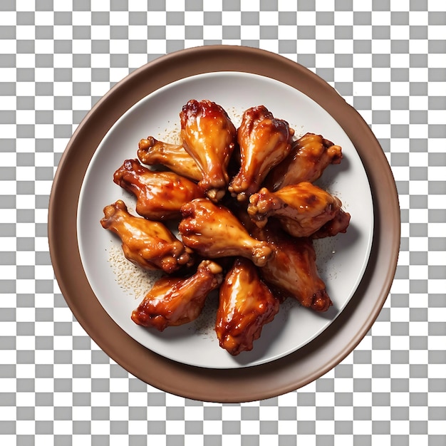 PSD barbecue chicken on a plate isolated on a transparent background