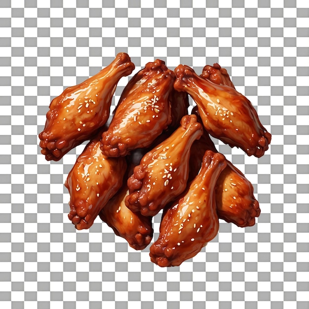 PSD barbecue chicken on a plate isolated on a transparent background