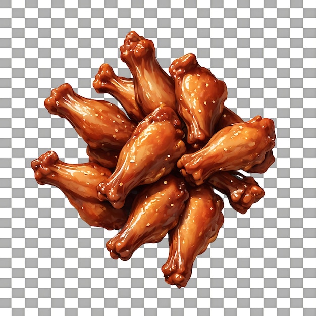 Barbecue chicken on a plate isolated on a transparent background