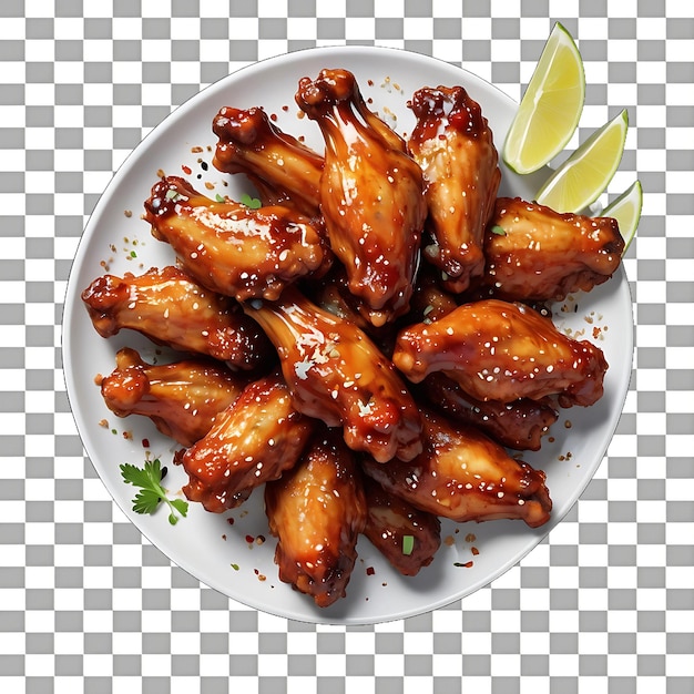 PSD barbecue chicken on a plate isolated on a transparent background