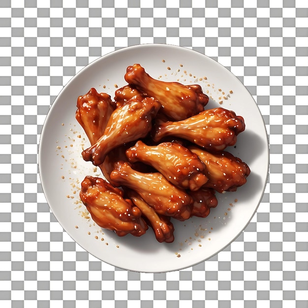 PSD barbecue chicken on a plate isolated on a transparent background