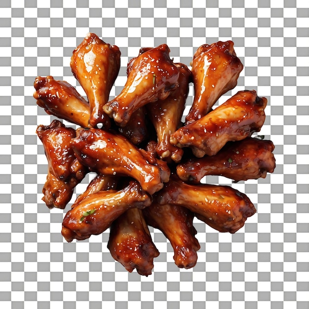 PSD barbecue chicken on a plate isolated on a transparent background